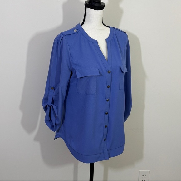 41 Hawthorn Royal Blue Button-Up Blouse sz m - Picture 5 of 12